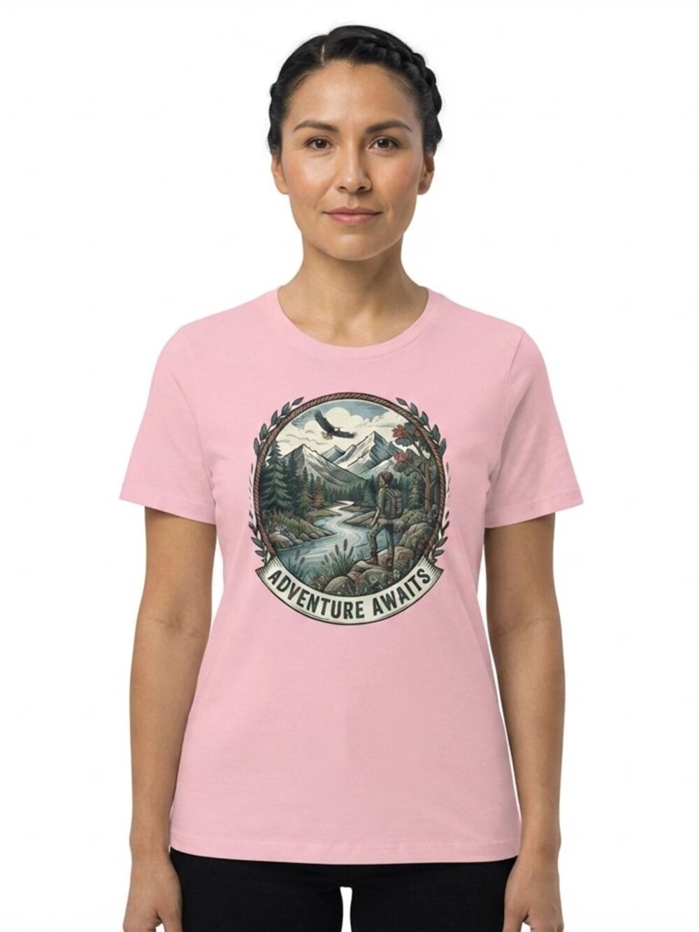 Mountain River Hiking Adventure Womens T-Shirt - AWAITS